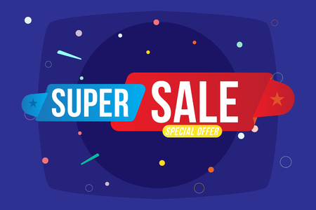 Super Sale discount blue and red tag.のイラスト素材