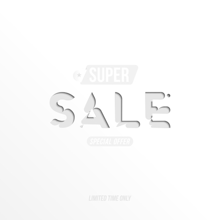 Banner Super Sale with special offer. Template for design advertising and poster on white background. Flat vector illustration EPS 10.のイラスト素材