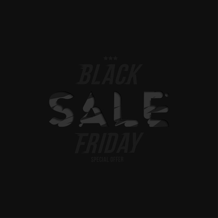 Banner Black Friday with special offer. Template for design advertising and poster on black background. Flat vector illustration EPS 10.のイラスト素材