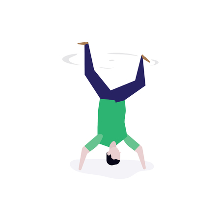 Young Boy Breakdancer makes a head spin. The concept for B-Boys and Break Dance.のイラスト素材