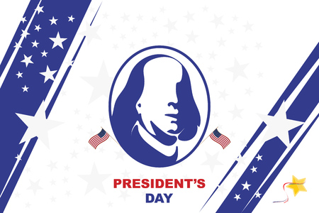 Happy Presidents Day of USA. Template design element with portrait of the president and USA flag.のイラスト素材