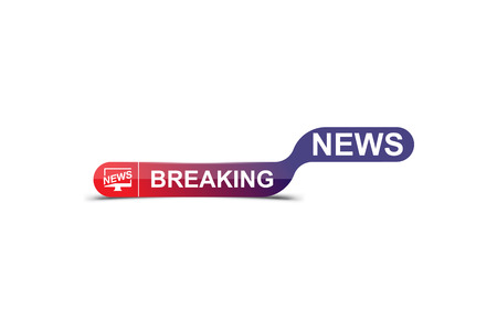 Breaking News template title with shadow on white background for screen TV channel. Flat vector illustration EPS10のイラスト素材