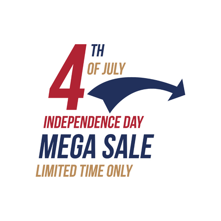 Flyer Celebrate Happy 4th of July - Independence Day with Mega sale National American holiday event. Flat Vector illustration EPS10のイラスト素材