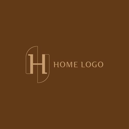 Home design template. Creative element for real estate company. Flat illustrationのイラスト素材