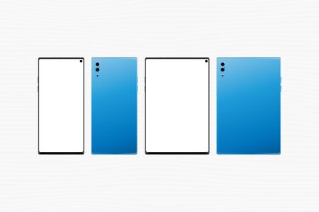 Mock-up of realistic Smartphone and Tablet. Front side with screen and back side with cameras isolated on white background. Flat vector illustration EPS 10.のイラスト素材