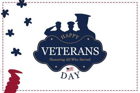 Veterans Day. Greeting card with USA flag on background. National American holiday event.のイラスト素材