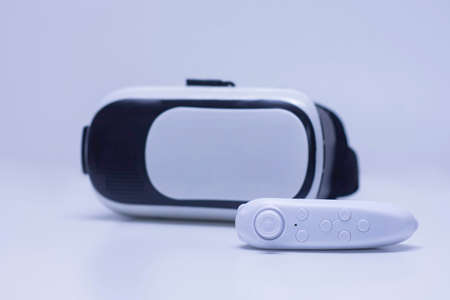 Remote control in the background of glasses for virtual reality and 360-degree videoの写真素材