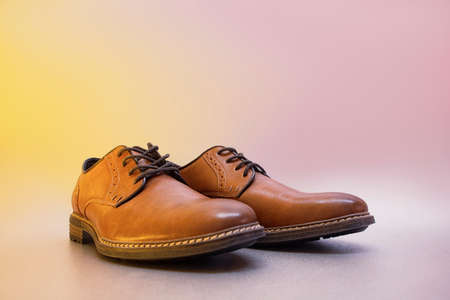Men's classic pair of brown leather shoesの写真素材