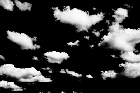 Beautiful white clouds on black background close-up.の写真素材