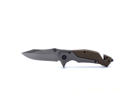 Tactical folding knife with its durable blade and compact design. Reliable tool for camping, hiking,...