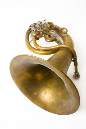 Alto saxhorn close up isolated on white
