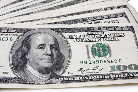 Close-up of a $100 banknotes