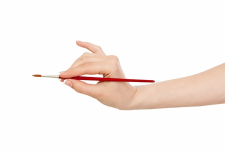 woman's hand holding an art brushの写真素材