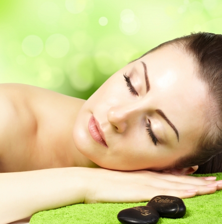 Portrait of beautiful woman on natural background  SPAの写真素材