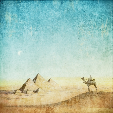 vintage background with pyramids in Egyptの写真素材