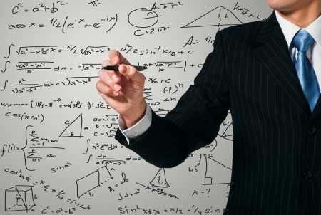 Man writing on the screen. Mathematicsの写真素材