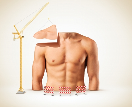 Beautiful male torso  Construction of body  Bodybuildingの写真素材