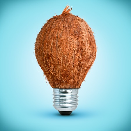 Light bulb in shape of coconutの写真素材