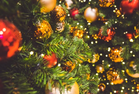 Decorated christmass tree closeupの写真素材