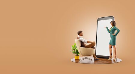 3d illustration. Smartphone app ui design development and presentation. Application and social media concept. Web development and web design. Business teamwork concept.の写真素材