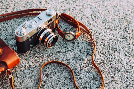 Vintage photo camera. Art and photography conceptの写真素材