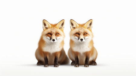 Generative AI Cunning foxes in an attentive pose.の素材