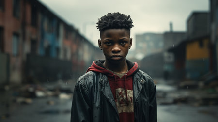 Generative AI Gritty street football heirs, intense focusの素材