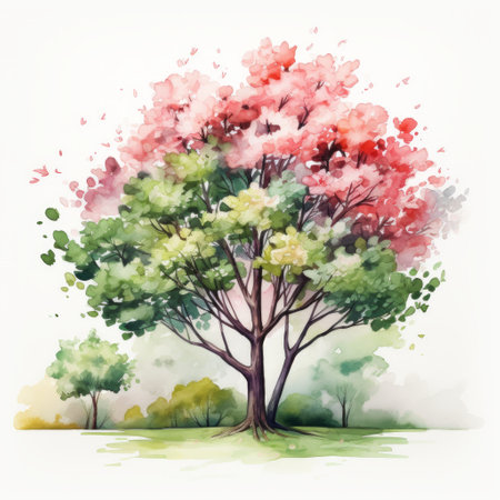 Generative AI Retro summer tree clipartの素材