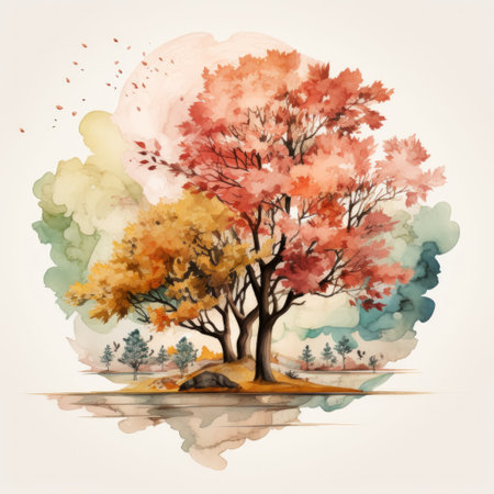 Generative AI Muted colors summer tree clipartの素材