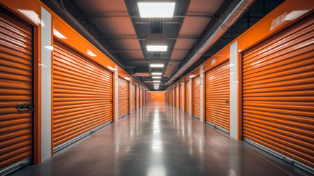 Hallway of Storage Units Generative AIの素材
