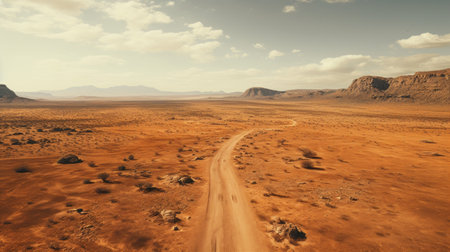 Remote Desert Highway from Above Generative AIの素材