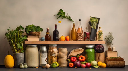 Zero-waste lifestyle emphasizing reducing, reusing, and recycling practices Generative AIの素材