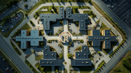 Drone Capture of Highway Rest Facilities Generative AIの素材