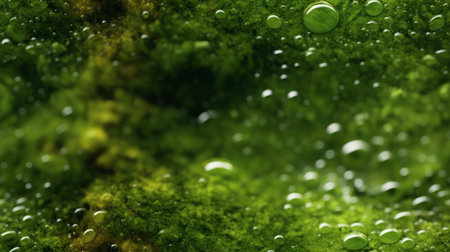 Slimy and glistening texture of wet moss. Generative AIの素材