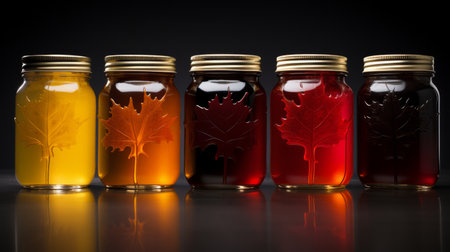 Digital artwork displaying the different grades of maple syrup and their color variations. Generative AIの素材