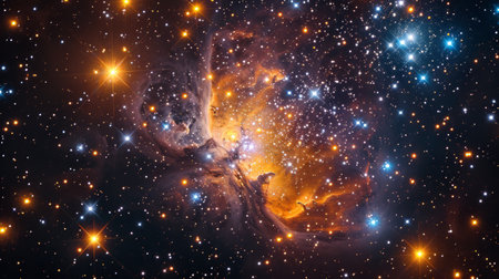 Realistic portrayal of the Beehive Cluster, showing its open star cluster structure and diverse stellar population Generative AIの素材