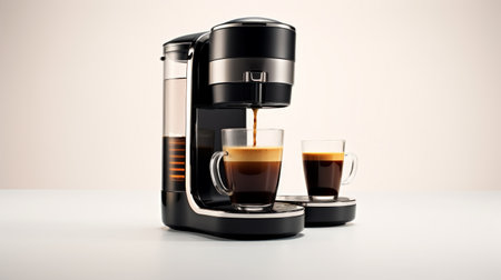 Single-serve pod coffee maker in black Generative AIの素材