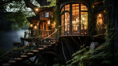 Rustic Treehouse Retreat Generative AIの素材