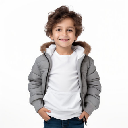 Stock image of a child in casual clothing on a white backdrop Generative AIの素材
