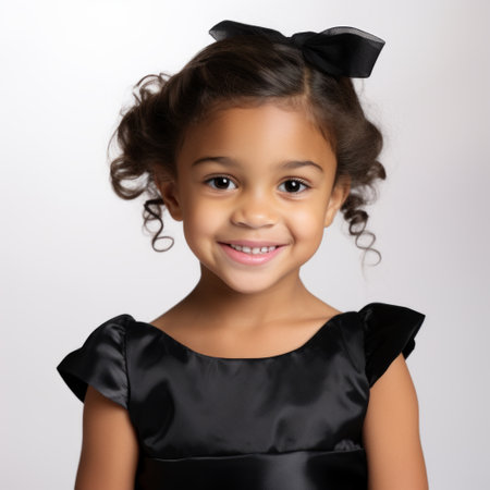 Stock image of a child in a formal dress on a white backdrop Generative AIの素材