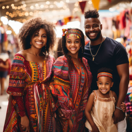 Stock image of a family participating in a cultural festival or event, diversity and joy Generative AIの素材