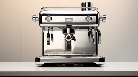 Espresso machine with stainless steel finish Generative AIの素材