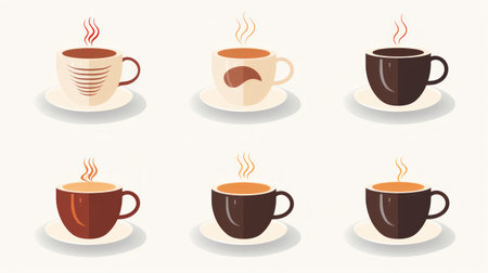 flat icons of coffee cups Generative AIの素材