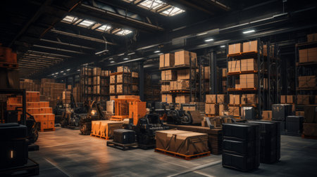 Bulk Storage Warehouse many boxes Generative AIの素材