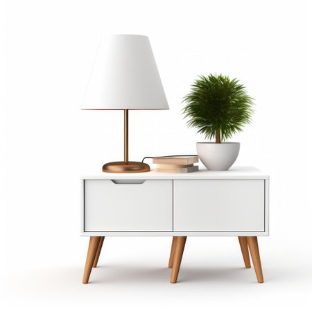 Stock image of an office side table on a white background, versatile, additional workspace or decor Generative AIの素材