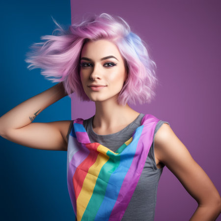 Stock image of a transgender person in a confident pose, representing gender diversity and inclusion Generative AIの素材