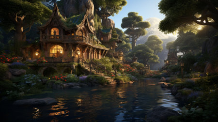 Tranquil Forest Refuge Generative AIの素材