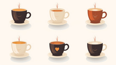 set of coffee cups Generative AIの素材