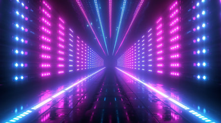 Techno rave-themed background with pulsating strobe lights, laser beams, and high-energy visuals, suitable for intense and electrifying streams Generative AIの素材