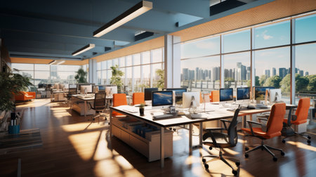 Generative AI Modern Open Office Layoutの素材